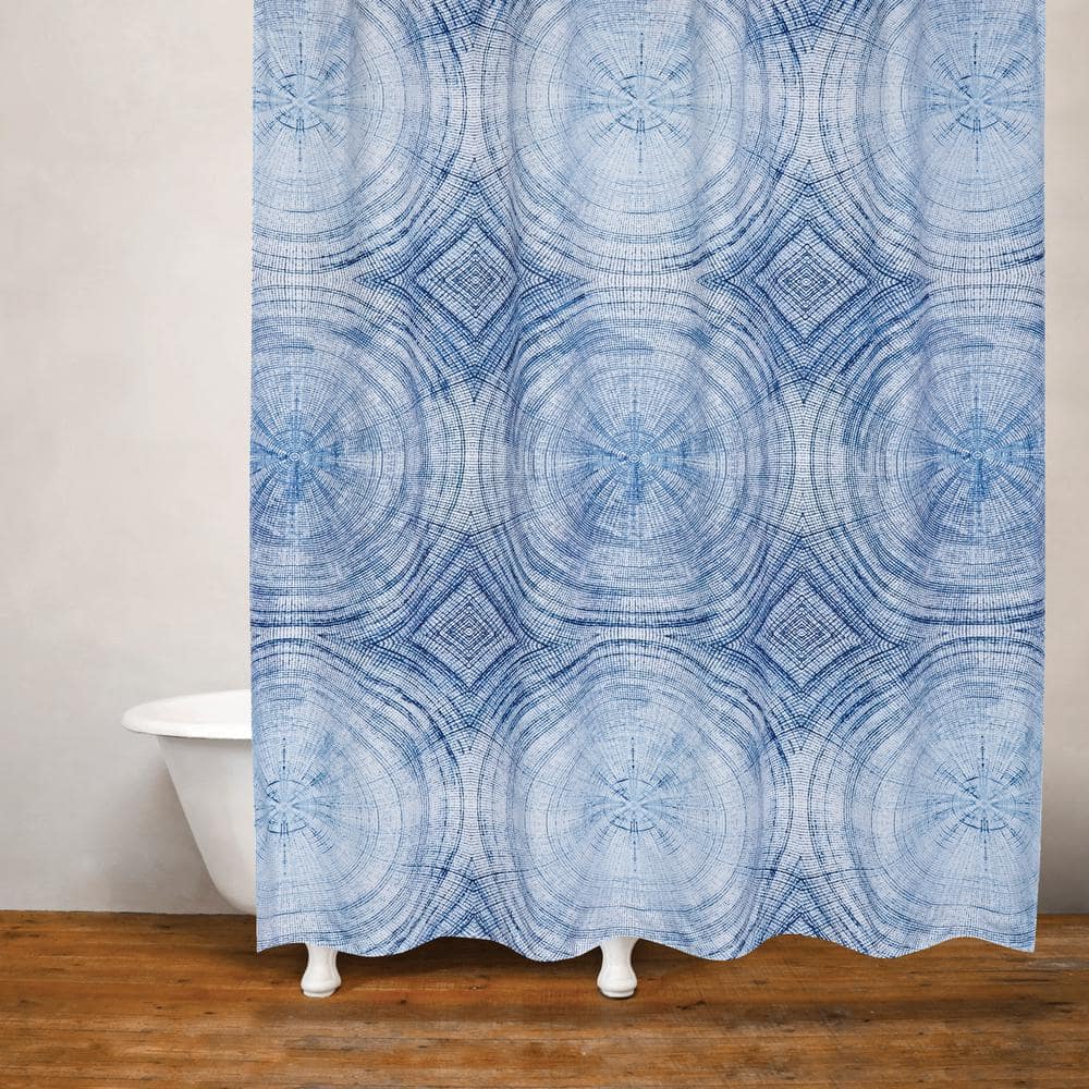 71 in. x 71 in. Blue/Navy Tree Rings Shower Curtain 205559 - The Home Depot