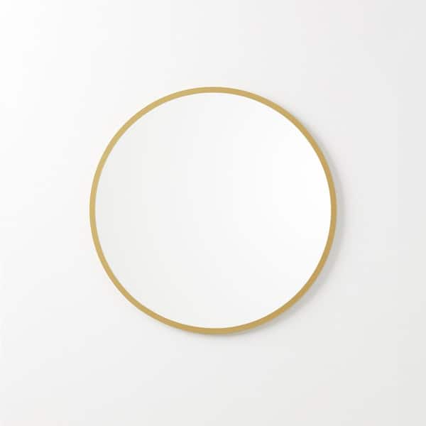 24 in. x 24 in. Rubber Framed Round Bathroom Vanity Mirror in Matte Gold 24 in. x 24 in. Rubber Framed Round Bathroom Vanity Mirror in Matte Gold