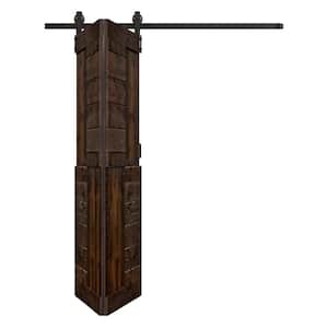 S Style 42in. x 84in. (21"x 84"x 2Panels) Kona Coffee Solid Wood Bi-Fold Barn Door With Hardware Kit-Assembly Needed