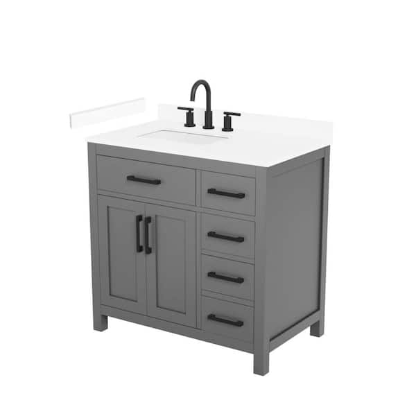 Beckett 36 in. Single Freestanding Dark Gray Bath Vanity with White Cultured Marble Top