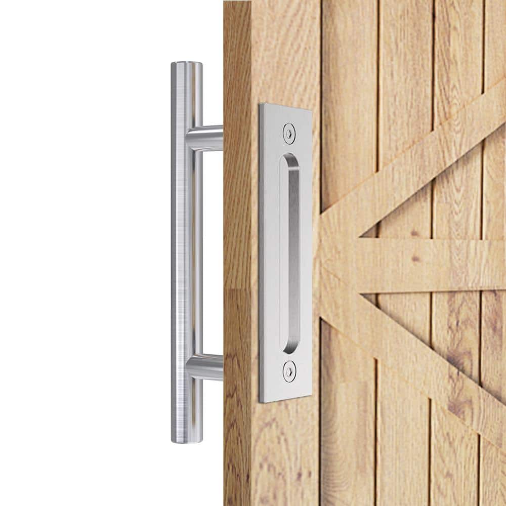 12'' Stainless Steel Sliding Barn Door Handle Set, Double Sided