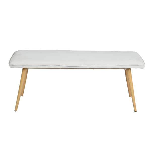 Spaco Beige Dining Room Upholstered Bench with Metal Legs 45.3 in. W x 15.3 in. D x 18.3 in. H