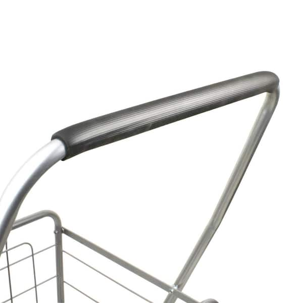 Alpine Industries Three Shelf Hotel Housekeeping Cart- Removable Bag- Gray-  Durable & Spacious- Folding Handle- 59-in x 21-in x 39-in- 27.8 lbs