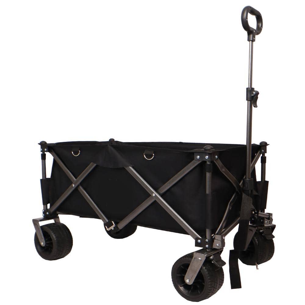 Folding Wagon, Heavy Duty Utility Beach Wagon Patio Serving Cart with Big W