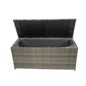 200 Gal. Gray Wicker Outdoor Storage Deck Box with Lid