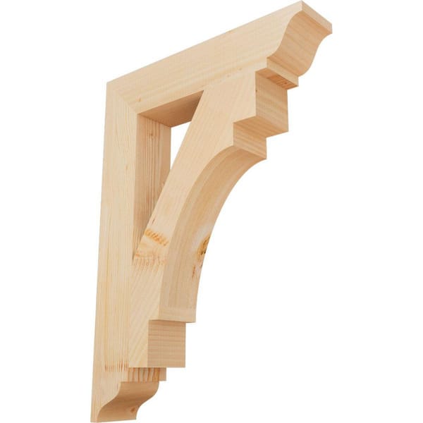 Ekena Millwork 3.5 in. x 28 in. x 20 in. Douglas Fir Merced Traditional Smooth Bracket