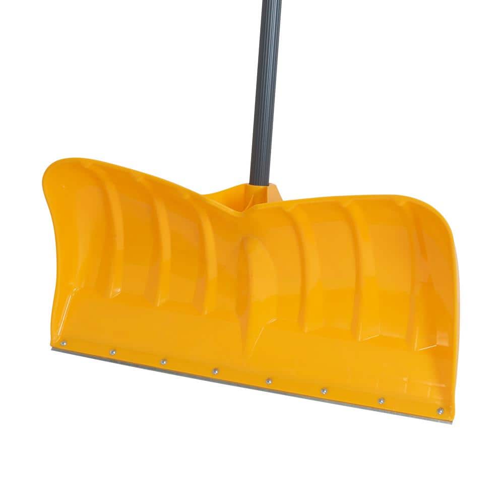 True Temper 41.25 in. Handle Steel Snow Shovel and 26 in. Plastic Blade Versa Grip Combo and Pusher with Steel Strips 10000-03286