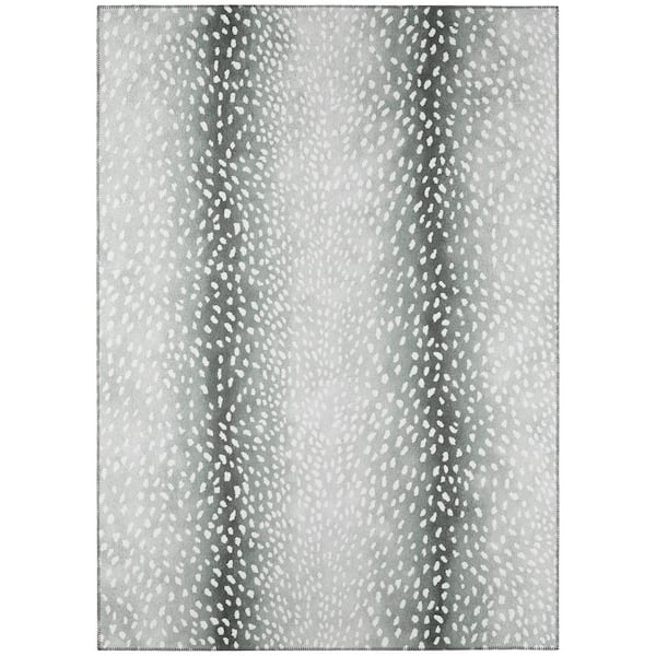 Safari Grey 9 ft. x 12 ft. Indoor/Outdoor Washable Area Rug