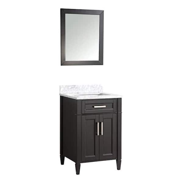 Vanity Art Savona 24 in. W x 22 in. D x 36 in. H Bath Vanity in Espresso with Vanity Top in White with White Basin and Mirror