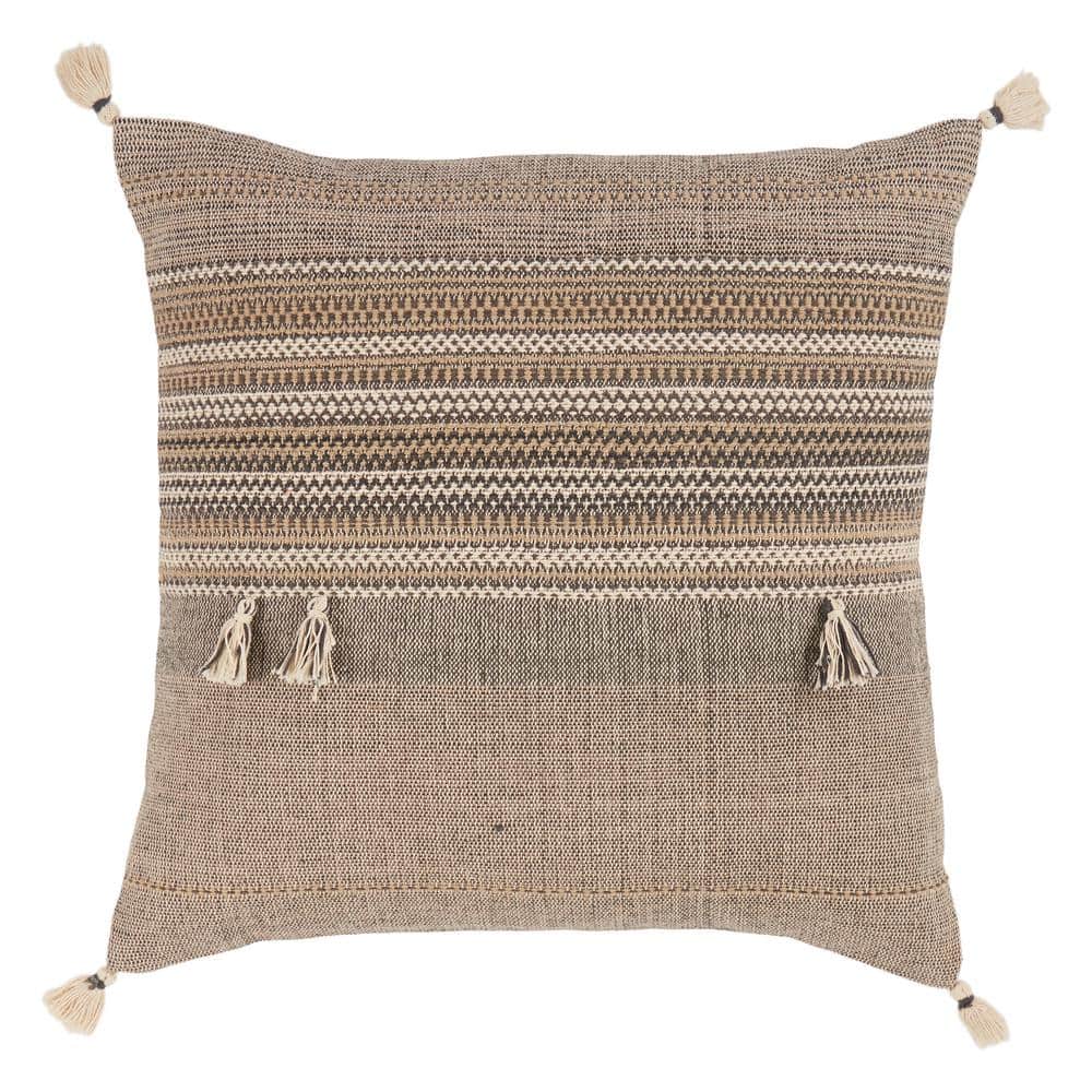 Jaipur Living Cainen Brown / Cream 20 in. x 20 in. Down Fill Throw