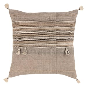 Cainen Brown / Cream 20 in. x 20 in. Down Fill Throw Pillow