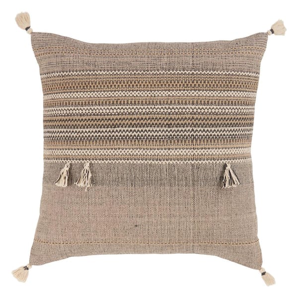 Jaipur Living Cainen Brown / Cream 20 in. x 20 in. Down Fill Throw Pillow
