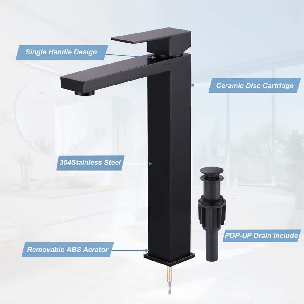 Oil Rubbed Bronze Single Handle Tall Bathroom Faucet