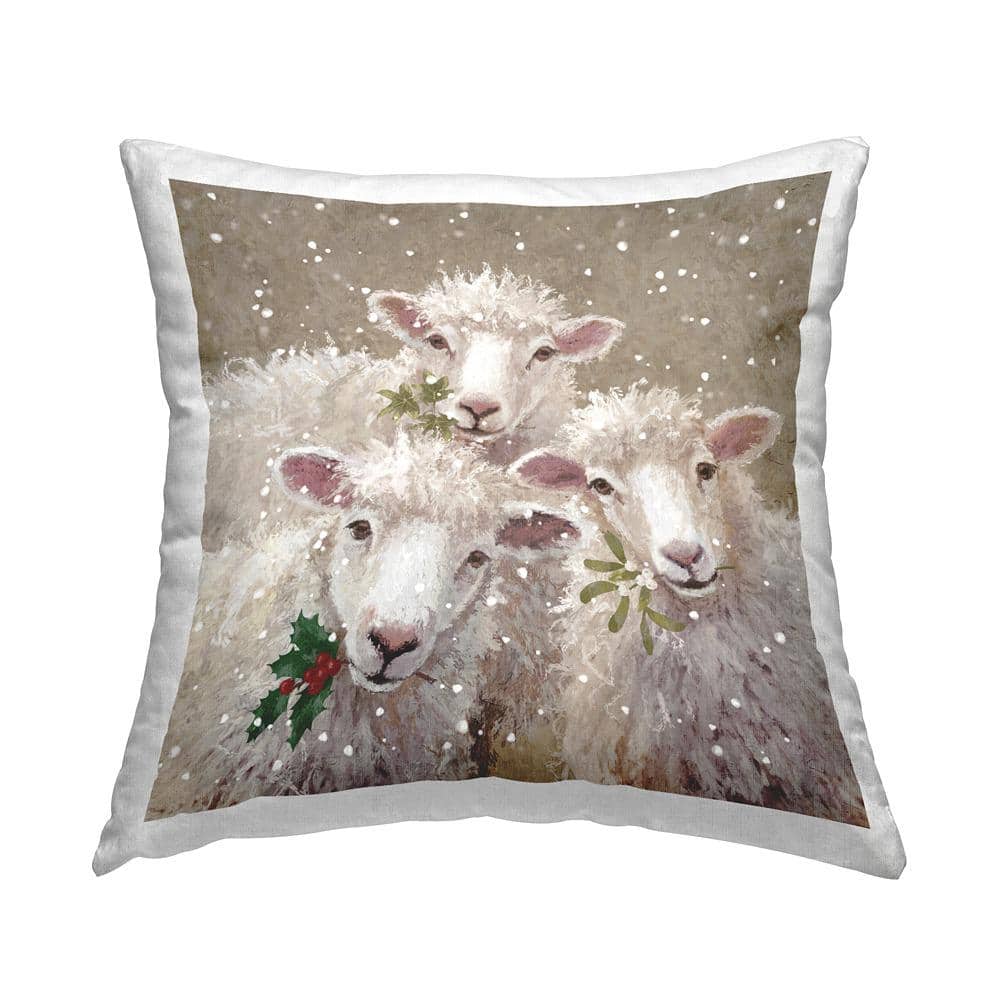 Sheep Trio Winter Snowfall Tan Geometric Polyester 18in. X 18in. Throw Pillow price history on PriceWatchPro