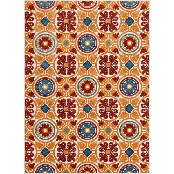 Well Woven Dorado Audun Modern Red 5 ft. 3 in. x 7 ft. 3 in. Geometric ...