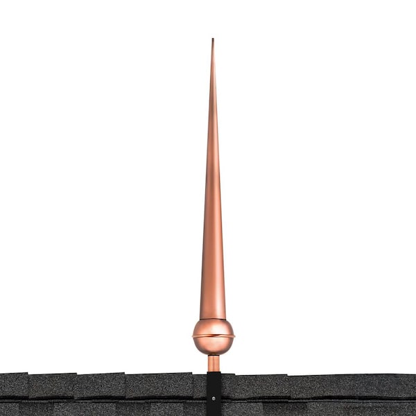28" Gawain Pure Copper Rooftop Finial with Roof Mount