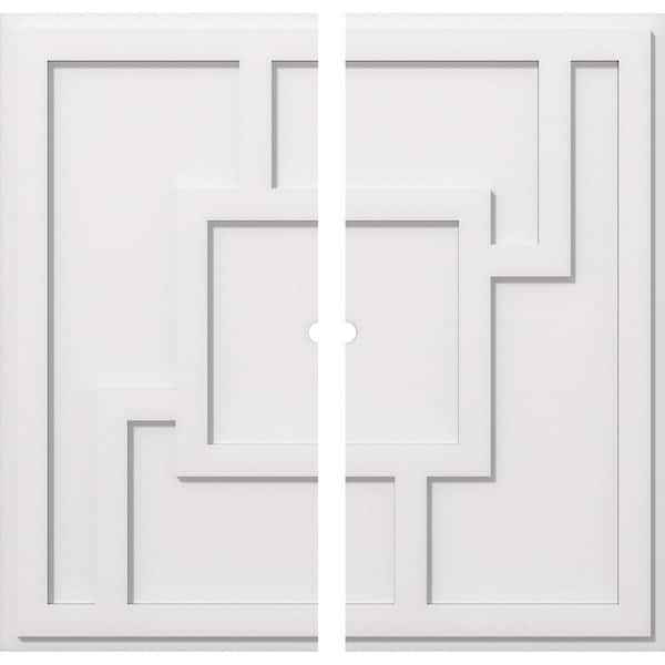 Ekena Millwork 1 in. P X 10-1/2 in. C X 30 in. OD X 1 in. ID Knox Architectural Grade PVC Contemporary Ceiling Medallion, Two Piece