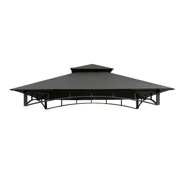 APEX GARDEN Replacement Canopy Top for Model #L-GG001PST-F 8 ft. x 5 ft. Brown Double Tiered Canopy Grill BBQ Gazebo - Gray