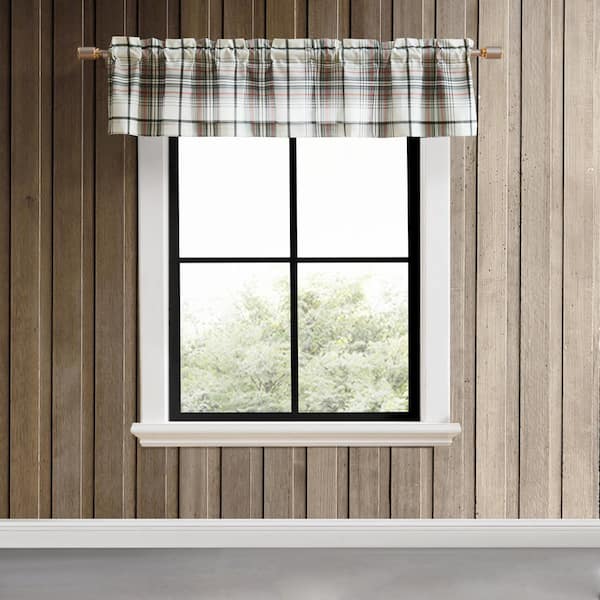 Alder Plaid Grey Microfiber 86X15 Pole Top Window Valance