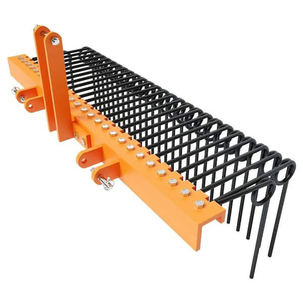 72 in. 6 ft. Pine Straw Needle Rake, 8mm 30-Piece Coil Spring Tines, 3 Point Straw Rake, Garden Tool Set