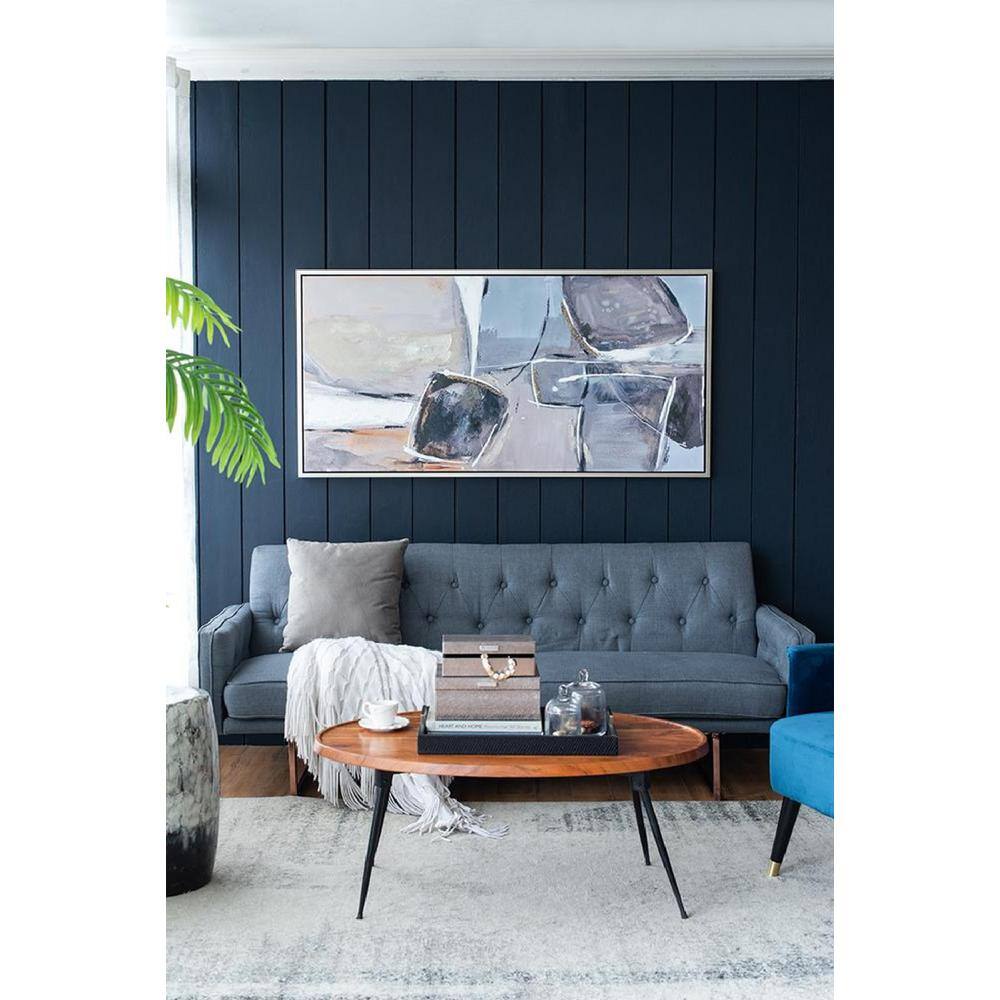 Ice Island Beige and Gray Abstract Canvas Painting