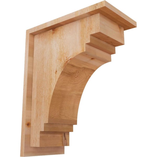 Ekena Millwork 8 in. x 14 in. x 18 in. Western Red Cedar Pescadero Rough Sawn Corbel with Backplate