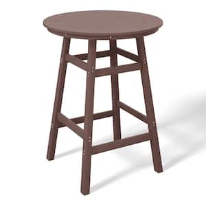 Laguna 35 in. Round HDPE Plastic All Weather Bar Height High Top Bistro Outdoor Bar Table in Dark Bown