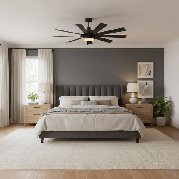 HINKLEY - Turbine 60.0 in. Indoor/Outdoor Integrated LED Matte Black Ceiling Fan with Remote Control