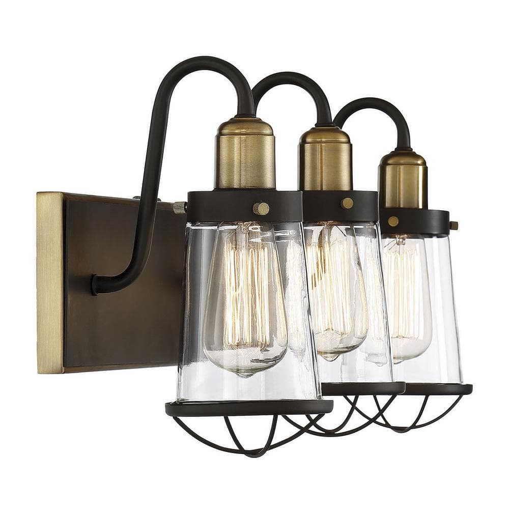Lansing 3-Light Dimmable Brass and Bronze Bathroom Fixture
