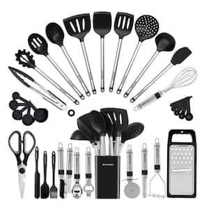 33-Pieces Nonstick Silicon Kitchen Utensils Cookware Set with Gadgets, Spatula Set and Spoons, Black
