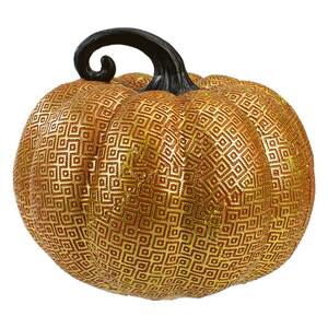7.5 in. Gold and Orange Textured Pumpkin Fall Decoration