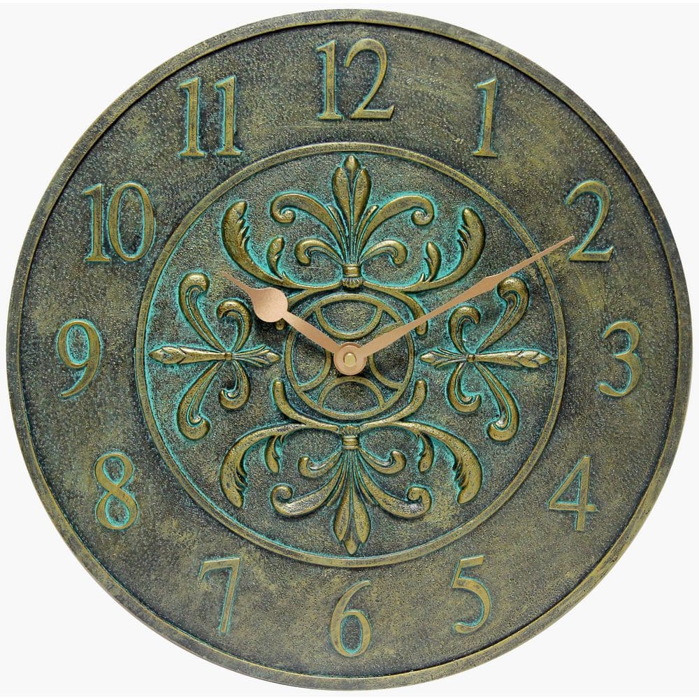 Infinity Instruments Aged Bronze Blanc Fleur Wall Clock -  13377BZ-C