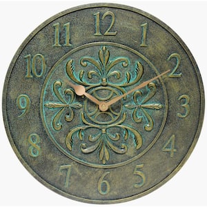 Aged Bronze Blanc Fleur Wall Clock