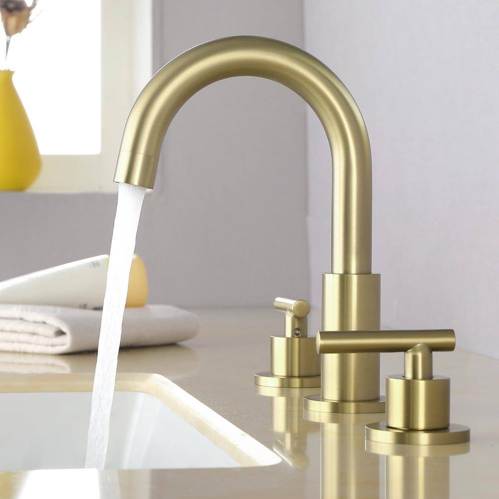 Brushed Gold 8-Inch Widespread 2-Handle Bathroom Faucet