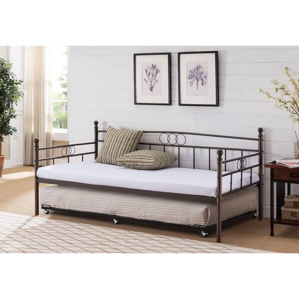 Signature Home Signature Home Black Finish Materials Metal Bed Frame Metal Twin's Metal Daybed with Trundle, 79 W x 41 L x 35 H