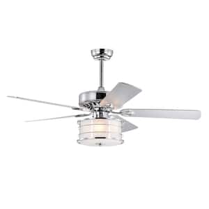 52 in. Smart Indoor Chrome Farmhouse Ceiling Fan with Integrated LED with Remote Control(Bulb Not Included)