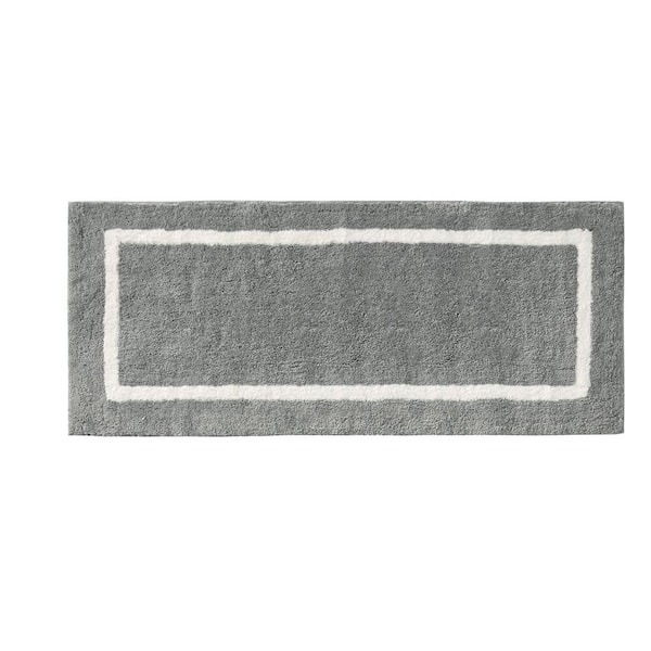 Madison Park Renu 24 in. x 60 in. Gray Reversible High Pile Tufted Microfiber Rectangle Bath Rug