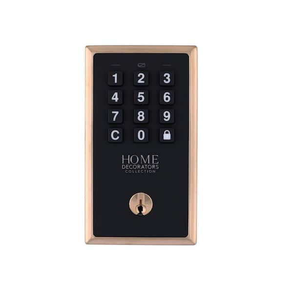 Square Brushed Gold Electronic Single Cylinder Keypad Deadbolt