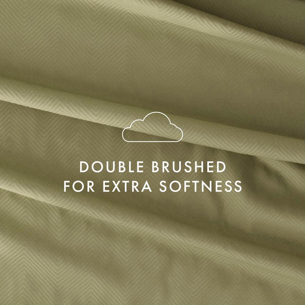 Sage Chevron Deep Pocket Full Microfiber Sheet Set