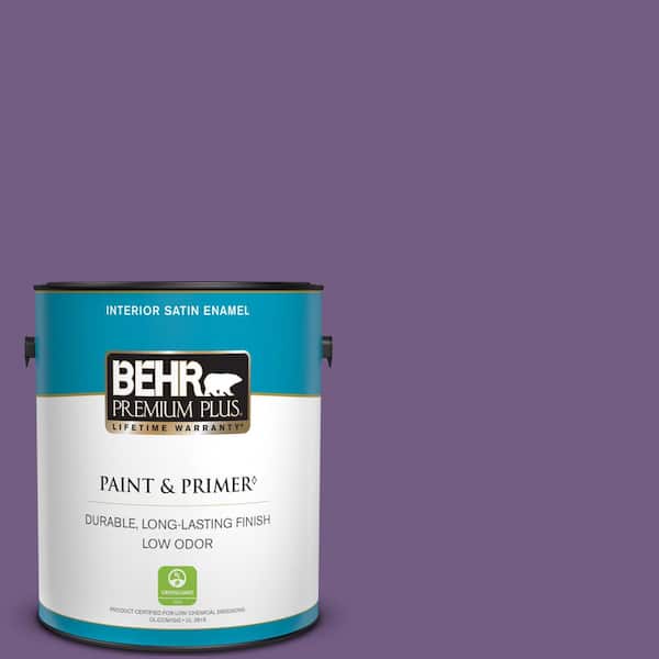 BEHR PREMIUM PLUS 1 gal. #650B-7 Mystical Purple Satin Enamel Low Odor Interior Paint & Primer