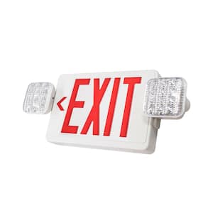 Rectangle Integrated LED White Exit Sign Red Ni-Cad 9.6-Volt Battery