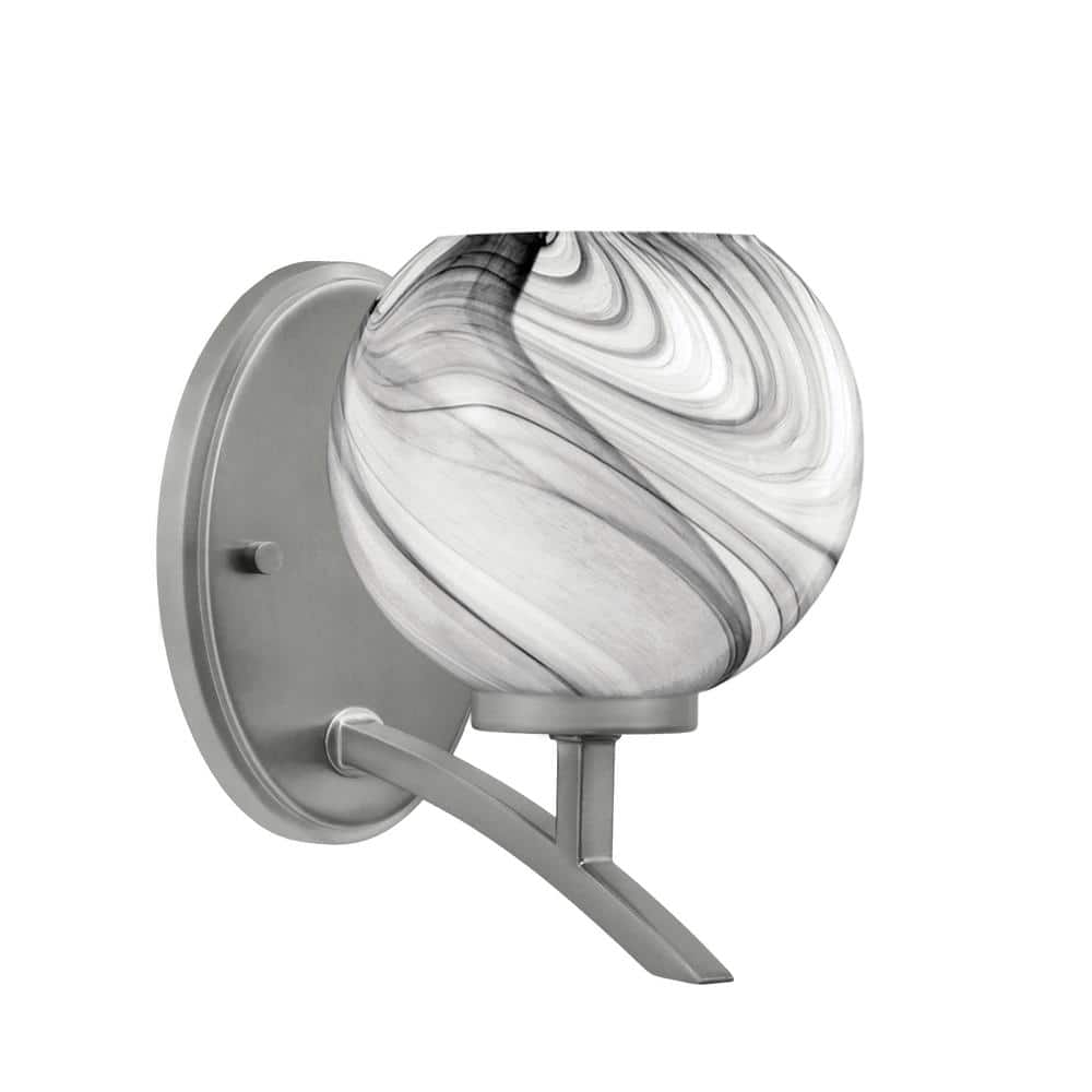 Siena 5.75 in. 1-Light Graphite Sconce with 5.75 in. Onyx Swirl Glass Shade