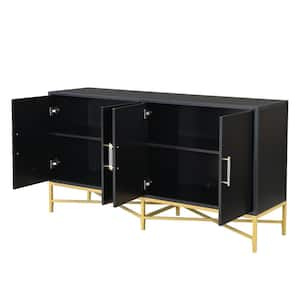 62.2 in. W x 17.3 in. D x 33.9 in. H Bathroom Black Linen Cabinet