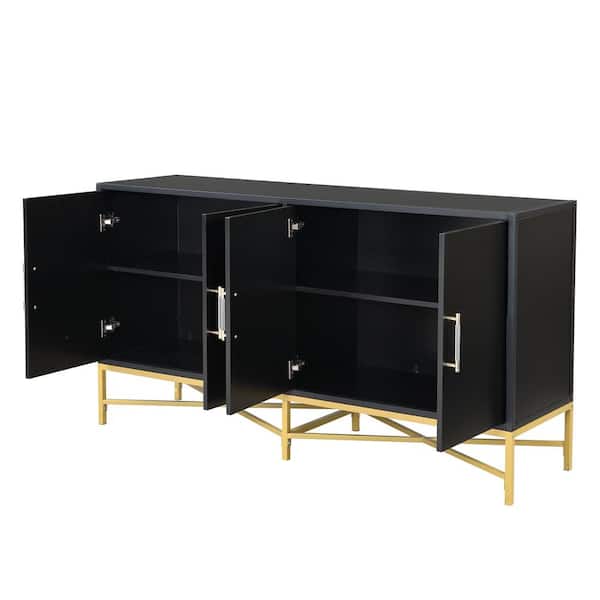 62.2 in. W x 17.3 in. D x 33.9 in. H Bathroom Black Linen Cabinet