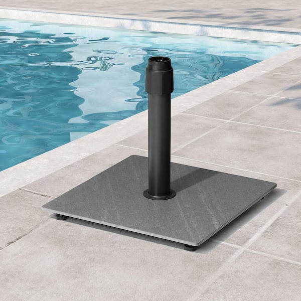 Pellebant Outdoor Umbrella Base Stand 30 lbs. Heavy Duty Square Steel Patio Umbrella Base in Gray