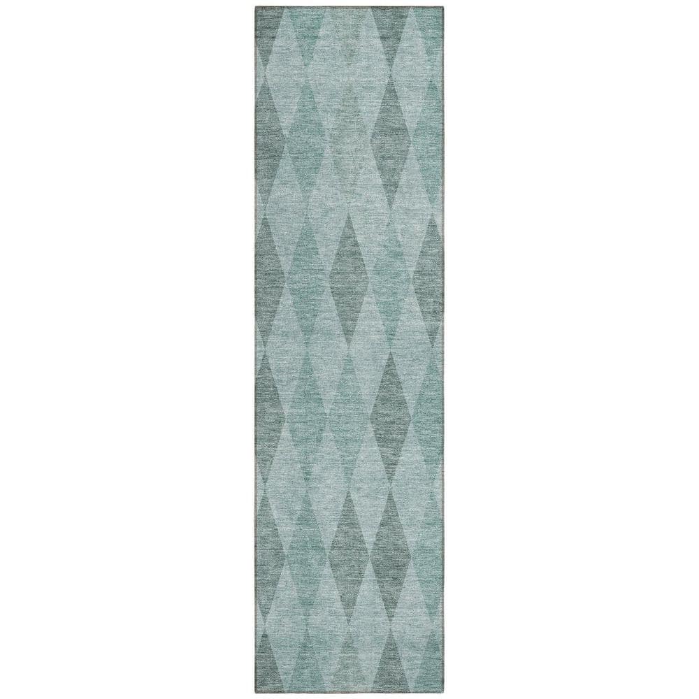 Teal 2 ft. x 8 ft. Woven Geometric Runner Indoor/Outdoor Area Rug price history on PriceWatchPro