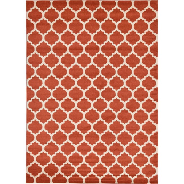 Unique Loom Trellis Philadelphia Terracotta/Beige 10' 0 x 14' 0 Area Rug