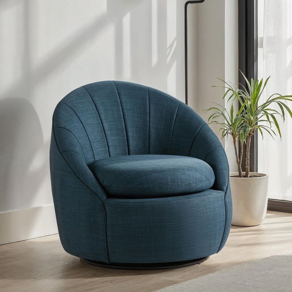 Take a Seat Ben Dark Blue Fabric Accent Barrel Chair with Swivel price history on PriceWatchPro