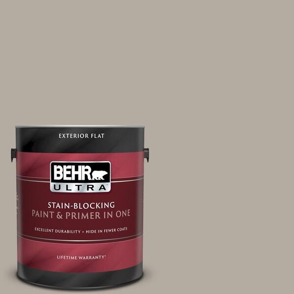 BEHR ULTRA 1 gal. #UL260-8 Perfect Taupe Flat Exterior Paint and Primer in One