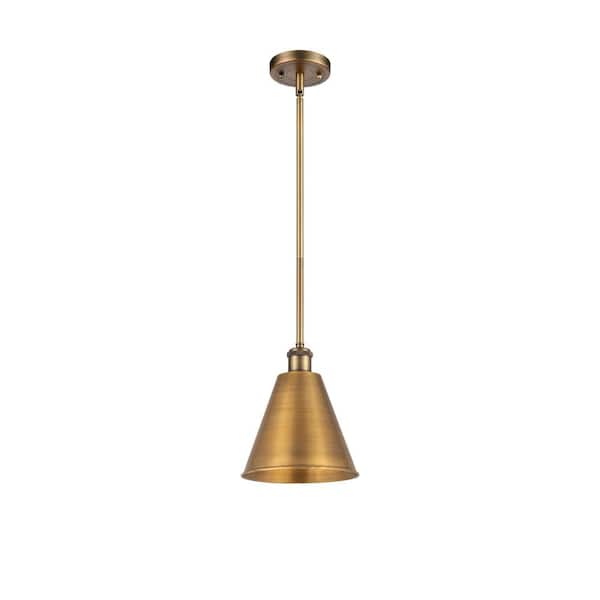 Innovations Ballston Cone 60-Watt 1-Light Brushed Brass Shaded Mini Pendant Light with Metal Shade